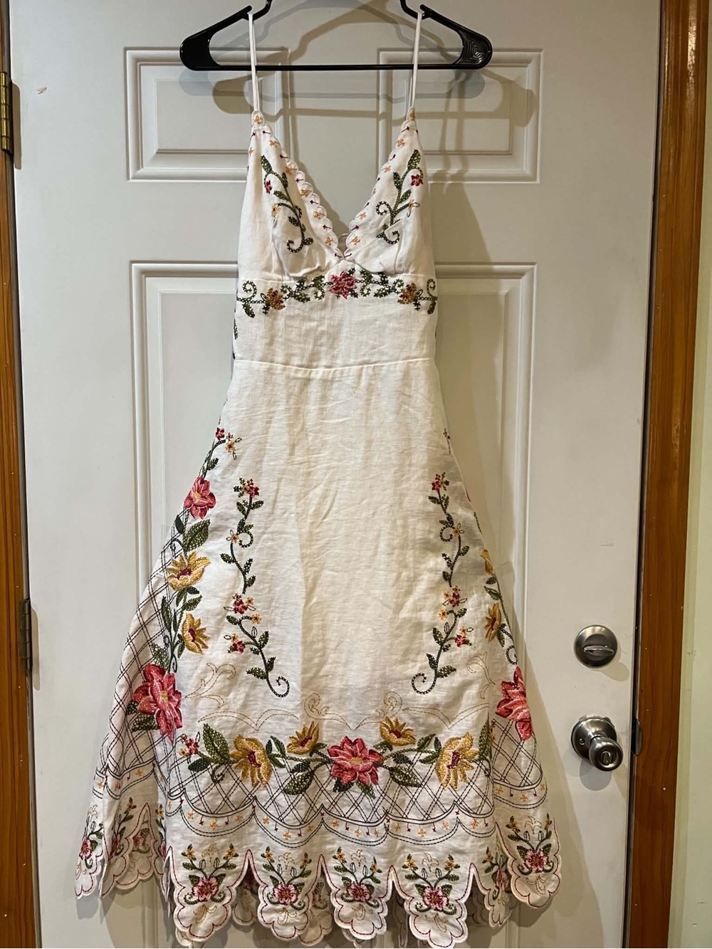 FARM Rio White Embroidered Floral Sundress Medium